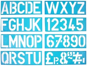 KIT DE PLANTILLA DE PLANTILLA DE PLANTILLA 0-9 LETRAS MAYÚSCULAS A-Z LETRAS MAYÚSCULAS 100 MM DE PLÁSTICO - Imagen 1 de 2