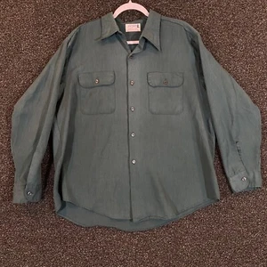 BIG YANK Camicia Compagni di Lavoro Uomo Grande Verde Union Made Tasche Colletto Leggera - Foto 1 di 12