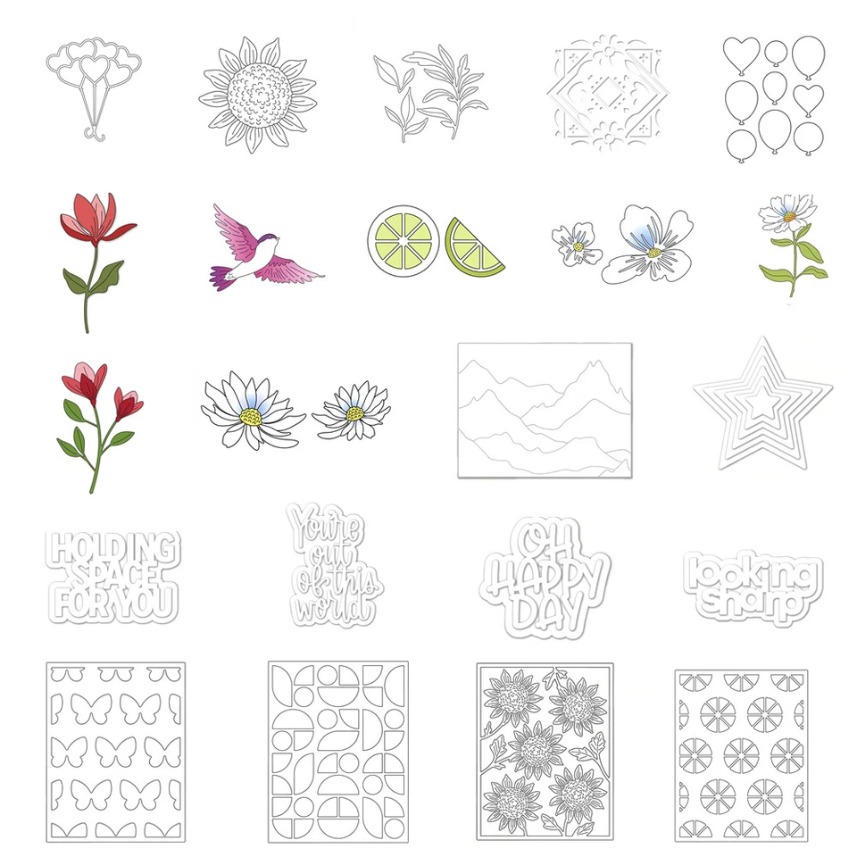 Flowers Bird Background Metal Cutting Dies for DIY Embossing Scrapbooking Cards - image 1 of 1