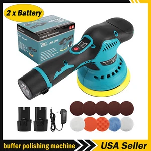 5" Dual Action Car Polisher Buffer Machine Battery Cordless Sander Polishing Kit - Picture 1 of 15