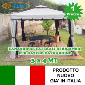 4 ZANZARIERE LATERALI DI RICAMBIO PER GAZEBO DA GIARDINO 3X4 POLIESTERE ROMA - Foto 1 di 2