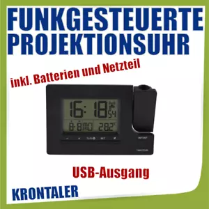 KRONTALER Funkgesteuerte Projektionsuhr Digitale Anzeige USB-Ausgang Neu - Bild 1 von 3