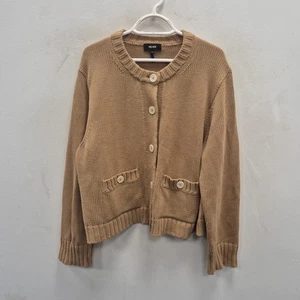 Me+em Brown Heavy Knit Cotton Chic Elegant Short Boxy Cardigan Jacket Size XL - Picture 1 of 9