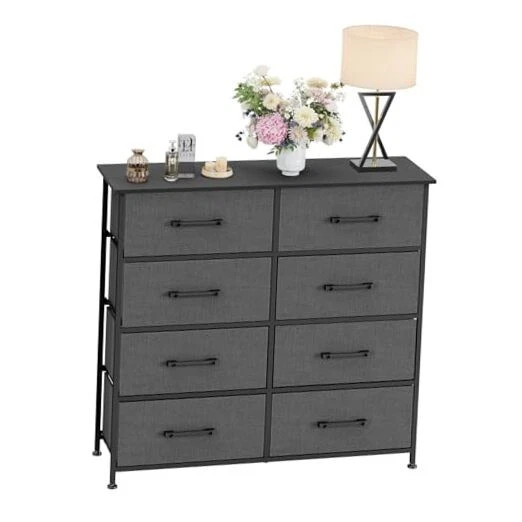 FDW 8-Drawer Fabric Dresser for 11"D "W "H (8 Drawers) Grey