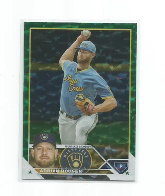 ADRIAN HOUSER (Milwaukee Brewers) 2023 TOPPS GREEN RAINBOW FOIL CARD #198/499 - Image 1 of 2