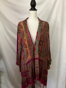 Mehrfarbiges Damentop mit verziertem Druck und Fransenbesatz - Bild 1 von 3