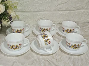 ARCOPAL VINTAGE SET SEI TAZZINE CAFFÈ CON PIATTINO MOD DELHI - Foto 1 di 1