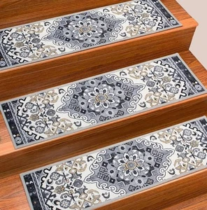 Set Of 15 STAIR TREAD RUGS - Runners, Covers, Adhesive Back Slip Resistant - Picture 1 of 5
