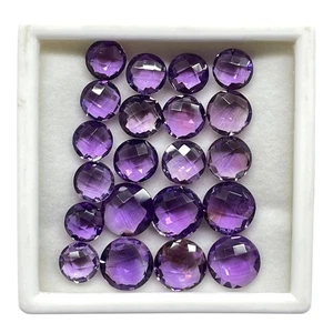 21 Pcs Natural Purple Amethyst 9-12mm Round Cut Loose Untreated Gemstones Lot - Picture 1 of 9