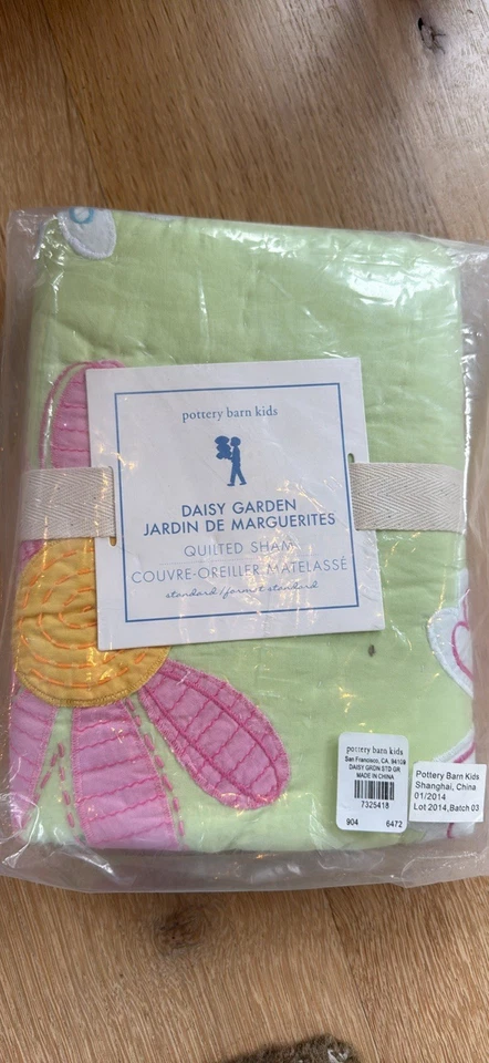 Pottery Barn Kids Daisy Garden Sham Talla Estándar Verde Amarillo Rosa Acolchado Foto 1 de 2