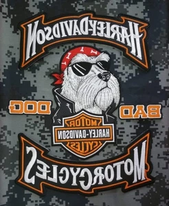 Harley lovers patches, bad dog style and rockers, to sew onto a motorcycle jacke - Picture 1 of 11