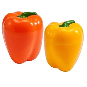 Hutzler Pepper Saver Keeper Storage Container Fresh Longer - Orange & Yellow Set - Picture 1 of 4