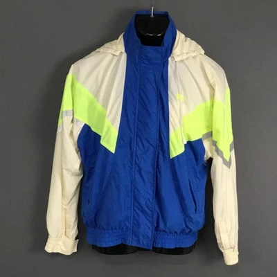 VINTAGE Nike Jacket Mens Medium Neon Yellow Hooded Windbreaker Colorblock 90s - Image 1 of 4