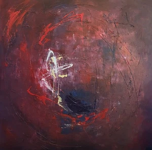 "Blood" Masterpiece Red Demonic Blood Moon Portal Abstract Acrylic Painting... - Picture 1 of 6