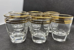 Deutsche Schnapsgläser Rurglas 2" Goldrand, 6er Set Vintage - Bild 1 von 5