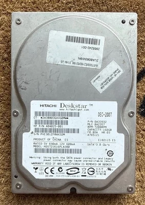 160GB HITACHI HARD DRIVE HDS721616PLAT80 7200 RPM IDE 3.5″ TESTED - Image 1 of 3