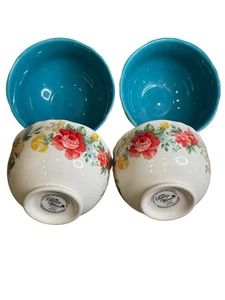 Lotto 4 ciotole Pioneer donna vintage 6” floreale teal gres multicolore - Foto 1 di 3