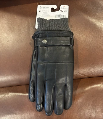 Isotoner Hombres Negro Imitación Cuero Sin Cordones Pantalla Táctil Invierno Clima Frío Guantes XL Foto 1 de 4