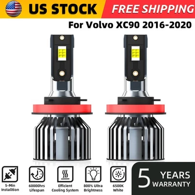 For Volvo XC90 2016-2020 H8/H9/H11 LED Headlight Bulbs Kit High/Low Beam 6000K - Image 1 of 4