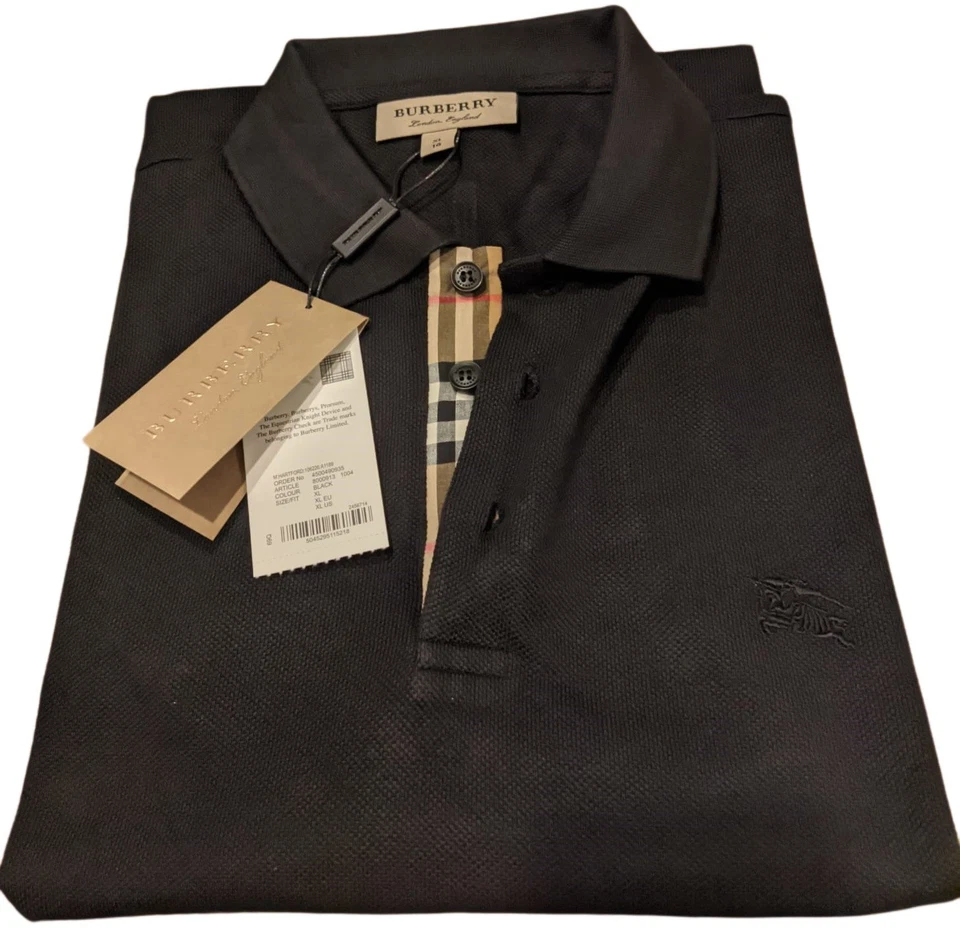 Polo BURBERRY manga corta algodón para hombre - negro - nuevo Foto 1 de 3