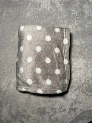 Manta de bebé gris pastel de barro lunares blanco círculo suave felpa polar Lovey 30"x40" Foto 1 de 4