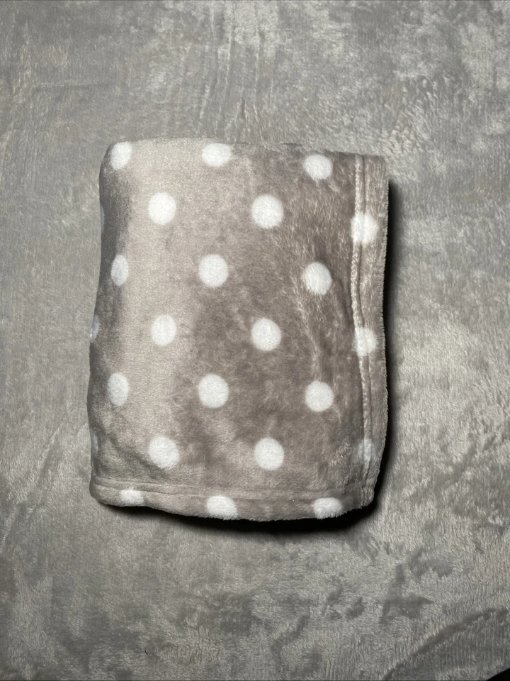 Manta de bebé gris pastel de barro lunares blanco círculo suave felpa polar Lovey 30"x40" Foto 1 de 4