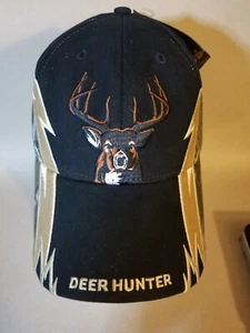 Camouflage Hunting Camo Hat Deer Hunter Buck Doe Black Strapback Baseball Cap - Picture 1 of 9