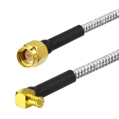 Bingfu MCX Plug Right Angle to SMA Male .141" RF Coaxial Pigtail Cable 30cm - Image 1 of 3