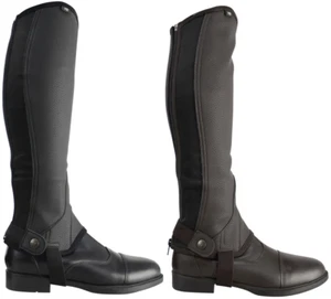 Hy Equestrian Adults Synthetic Combi Leather Half Chaps Gaiter Black/Brown XS-XL - Picture 1 of 9