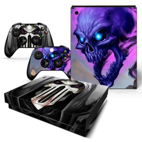 For Xbox One X Console & 2 Controllers Decal Vinyl Skin Cool Skull Design