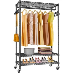 R1 Rolling Garment Rack Heavy Duty Clothes for Hanging Portable Closet Wardrobe - Picture 1 of 7