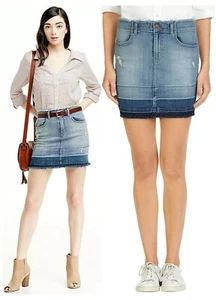 J BRAND Lela Drift Dipped Indigo Pencil Frayed Stretch Denim Jeans Skirt 26 - Picture 1 of 7