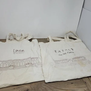 Set Of 2 Eataly Shopper Tote Bags London & New York - Picture 1 of 7