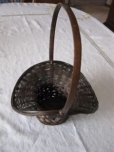 Flared Brown Basket with Handle for Floral or other Collectibles--Excellent - Picture 1 of 4
