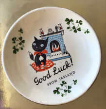 Carrigaline Pottery 4” Trinket Dish Good Luck Black Cat From Ireland (Cork)