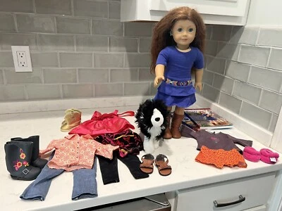 American Girl Saige Doll 18"~GOTY 2013~freckles~blue eyes,auburn wavy hair~used! - Image 1 of 4