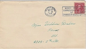 USA 1928 SLOGAN CANCEL "NOTIFY YOUR CORRESPONDENTS OF ADDRESS CHANGE" SEATTLE - Picture 1 of 1