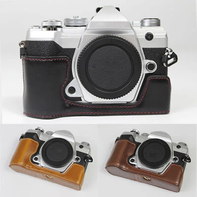 Genuine Real Leather Camera Half case Bag Grip for Olympus OM-D E-M5 Mark III - Image 1 of 4