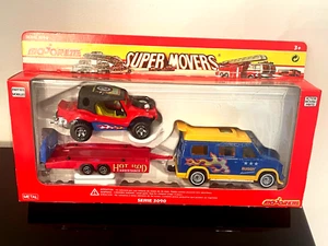 Majorette Super Movers Vintage GMC Van+Dune Buggy +Hot Rod Trailer New 1/32 - Picture 1 of 2