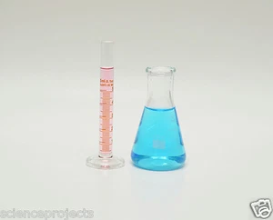 5mL Cylinder 50mL Erlenmeyer Flask Set Borosilicate Glass Graduated Lab New - Picture 1 of 1