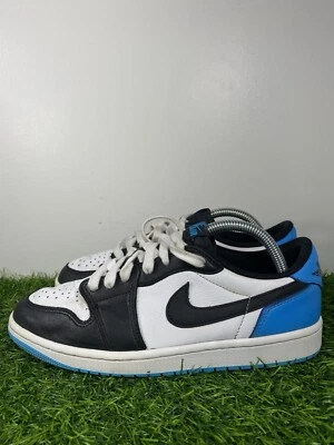 Tênis Nike Air Jordan 1 retrô baixo OG masculino 8 pó branco azul preto CZ0790-104 - Imagem 1 de 4