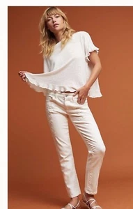 Anthropologie Pilcro and the Letterpress Size 25 White Hyphen Embroidered Jeans - Picture 1 of 12