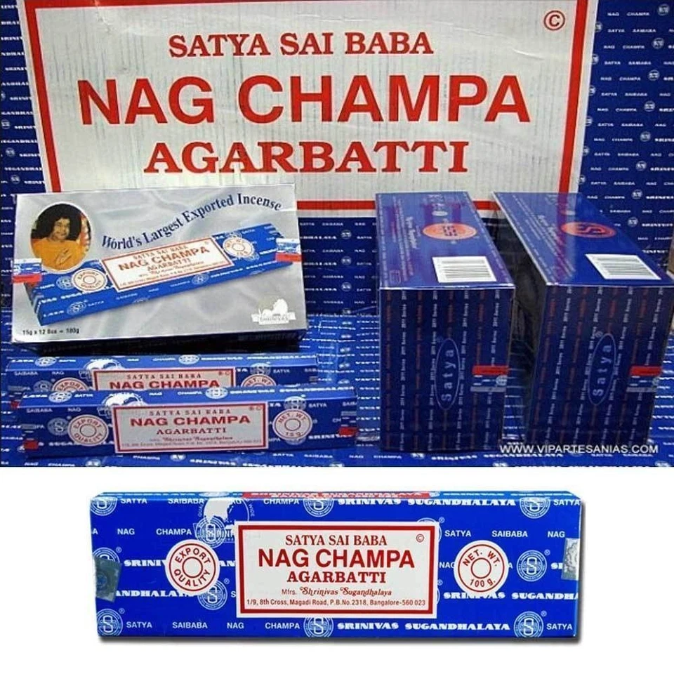 Incenso Satya NAG CHAMPA sai baba Bastoncini di incenso box 12 scatole