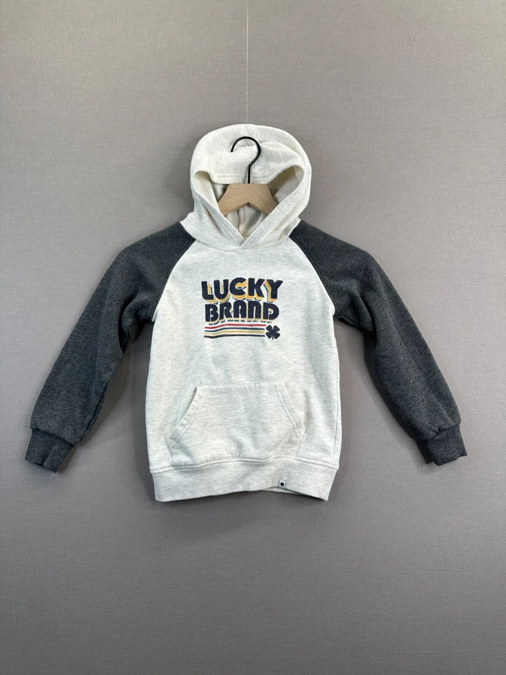 Sudadera con capucha blanca Lucky Brand para niños pequeños con bolsillos manga larga talla 6 " Foto 1 de 4