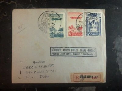 1945 Casa Blanca Morocco First Day Cover FDC Solidarity Issue - Image 1 of 2