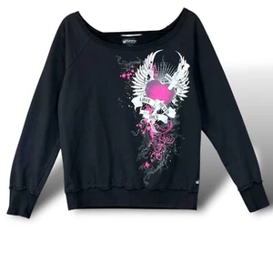 Self Esteem Sweatshirt Womens L Black Graphic Long Sleeve Y2K Goth Emo Grunge - Picture 1 of 9