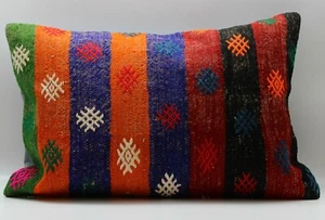  Handmade Turkish Decorative Vintage Kilim Pillow Cover 16'' X 24''(40X60 cm)  - Picture 1 of 4