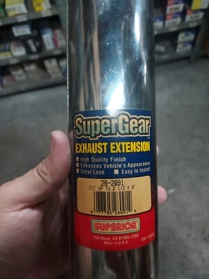 Ponta de extensão de exaustão Superior Silver Knight 28-2091 acabamento cromado até 2,5"  - Imagem 1 de 4