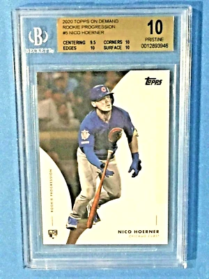 Nico Hoerner 2020 Topps On Demand MLB Rookie Progression RC BGS 10 PRISTINE*CUBS - Image 1 of 3