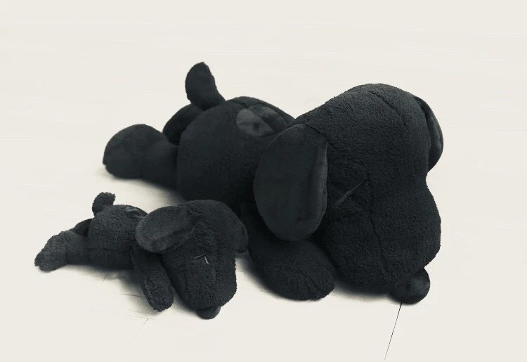 Rare KAWS X PEANUTS ALL BLACK SNOOPY SET OF 2 Lot LARGE & SMALL NEW - Image 1 of 1